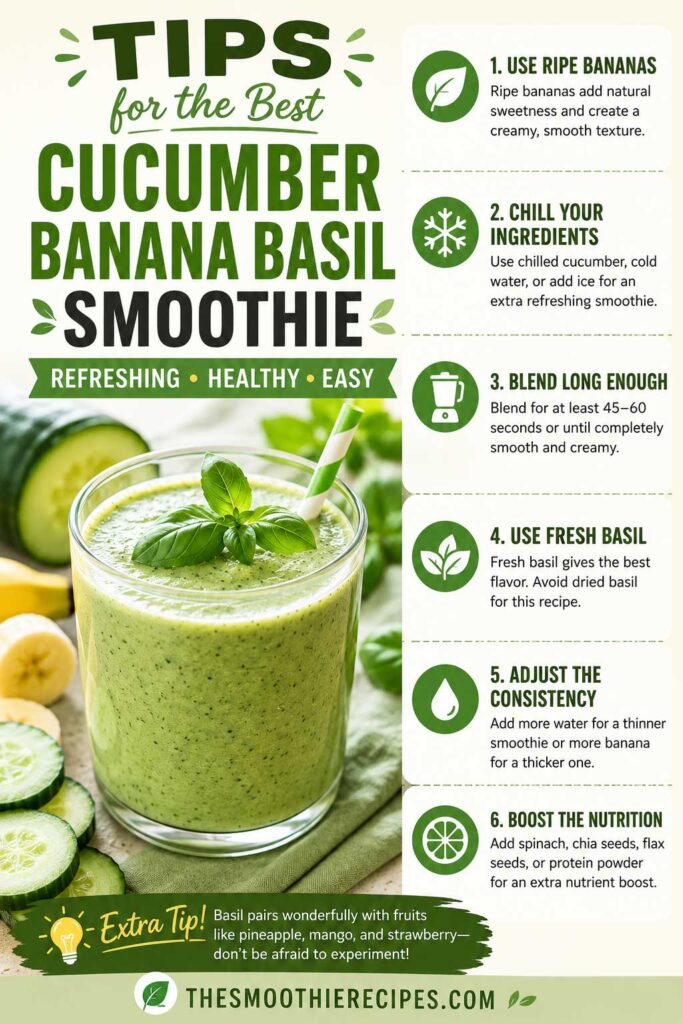 Cucumber banana basil smoothie tips dairy free smoothie