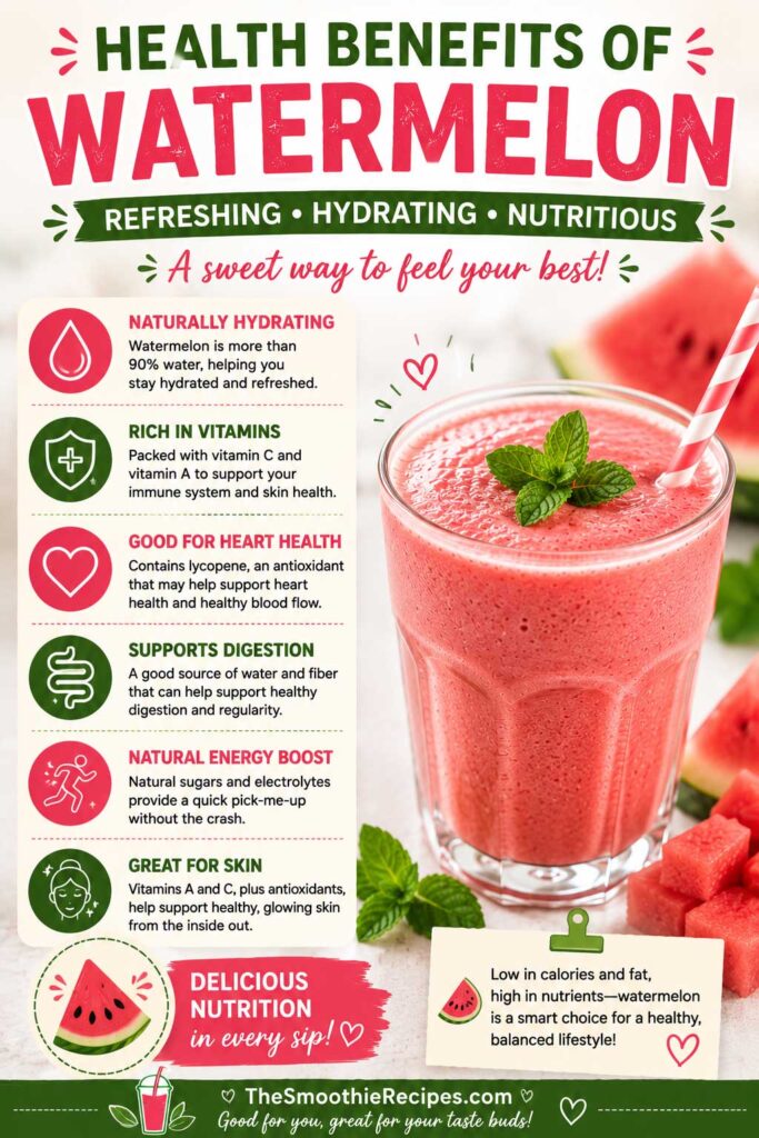 Watermelon smoothie health benefits infographic