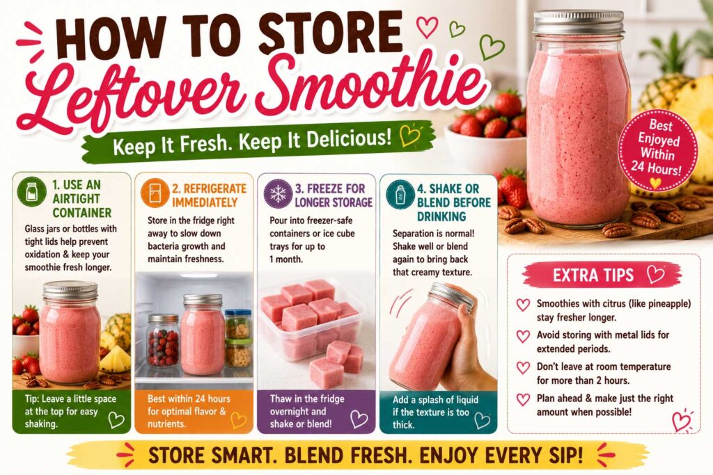How to store leftover smoothies tips