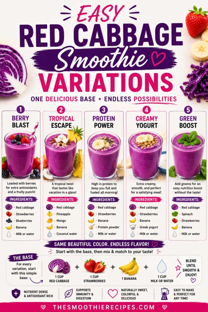 Smoothie variations with red cabbage base
