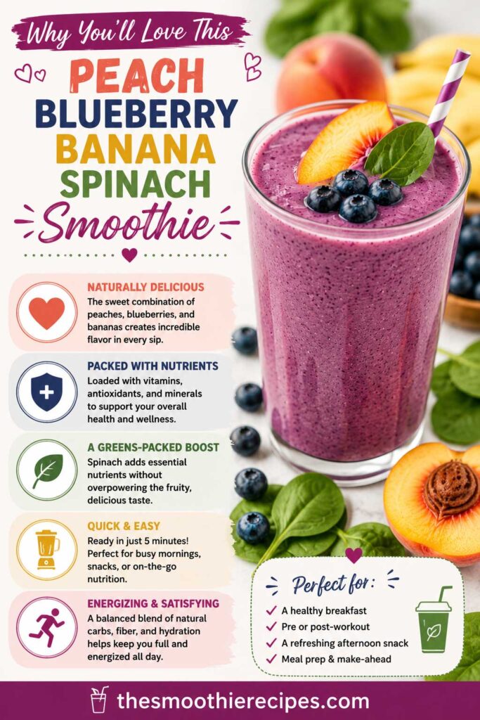 people Love This Peach Blueberry Banana Spinach Smoothie