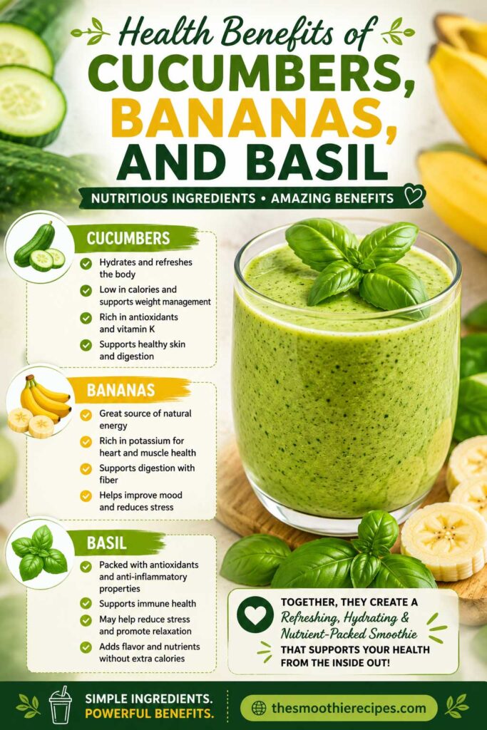 Health benefits vegan cucumber smoothie with basil recipe