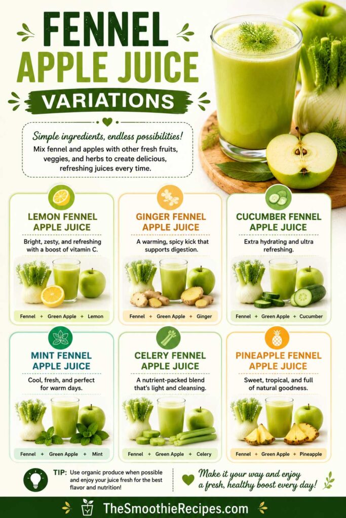 Fresh fennel apple juice variations recipes