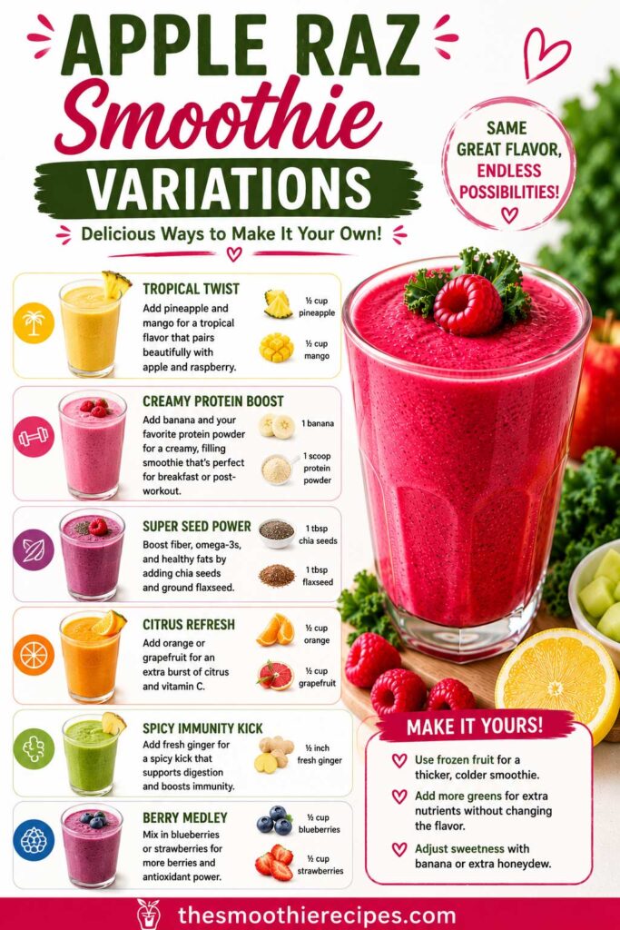 Apple Raz Smoothie Variations green breakfast smoothie