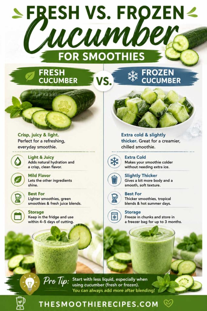 Fresh Vs Frozen Cucumber in smoothies
