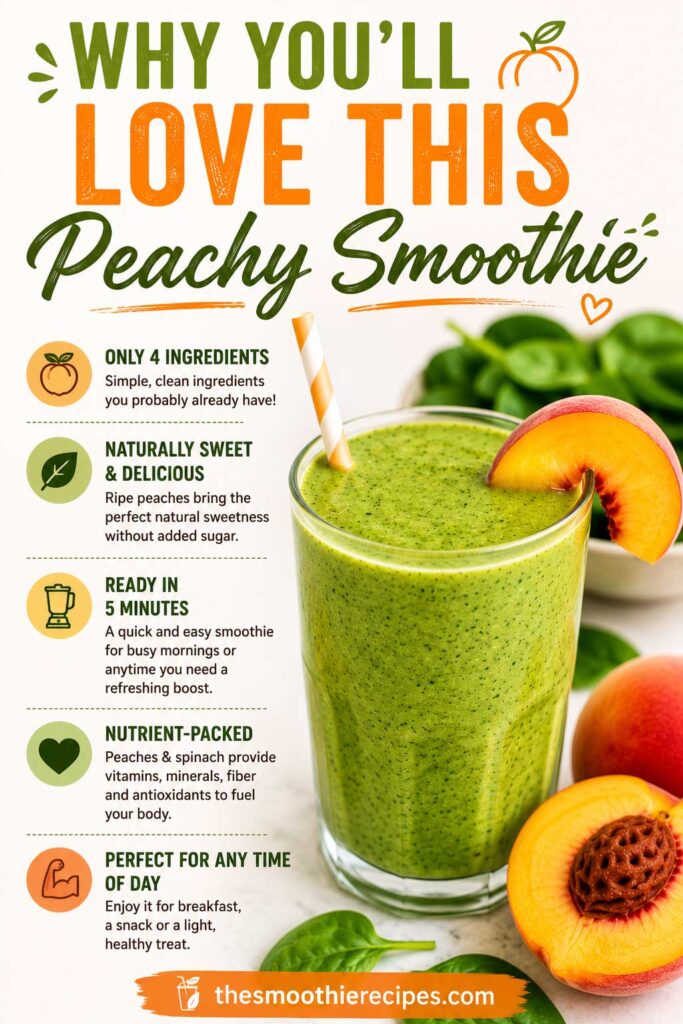 homemade peach smoothie with spinach