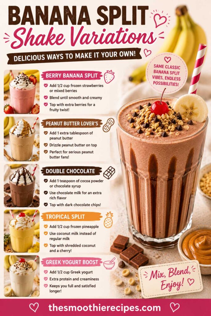 Delicious banana split shake variations recipe