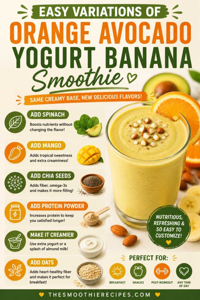 Easy Variations of Orange Avocado Yogurt Banana smoothie recipe