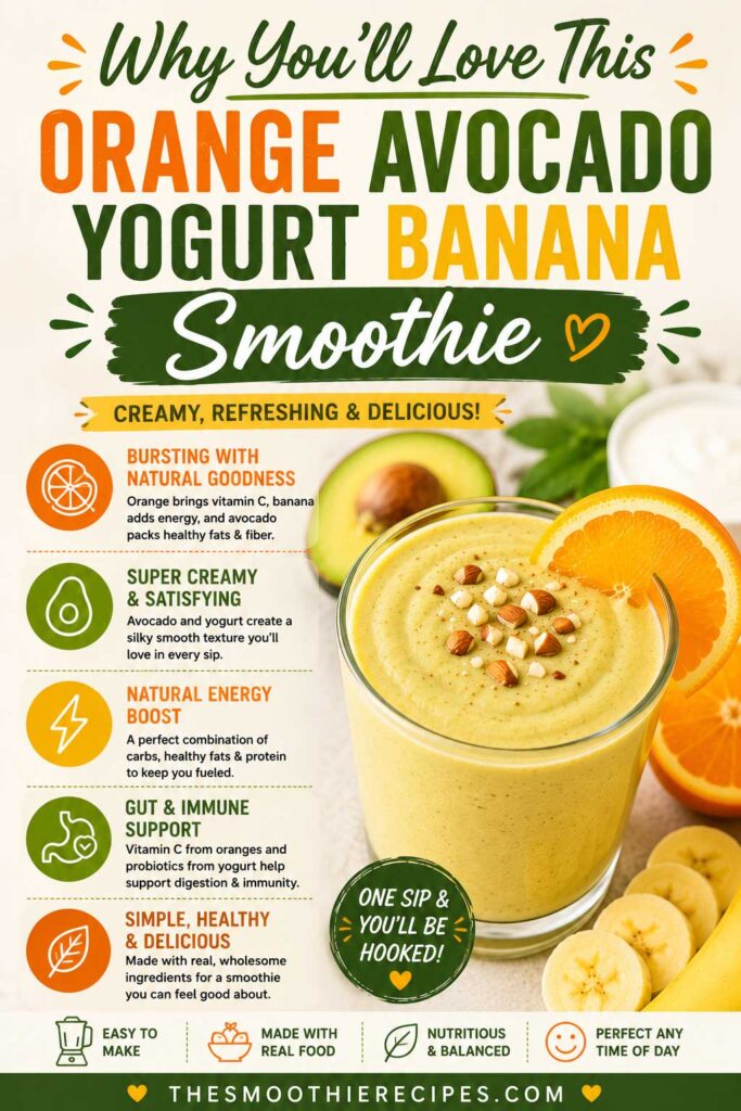 Healthy Orange Avocado Yogurt Banana Smoothie Recipe