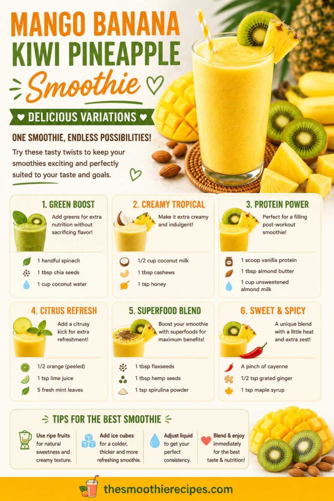 pineapple banana smoothie Variations recipes with mango