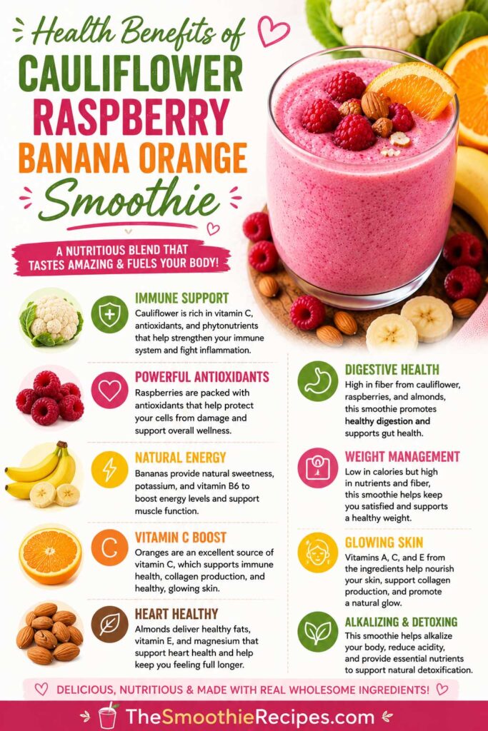 Health Benefits of Cauliflower Raspberry Banana Orange Smoothie