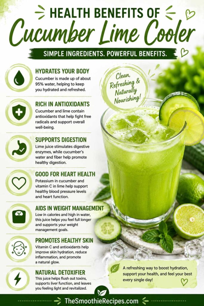 Health Benefits of Cucumber Lime Cooler cucumber wellness drink