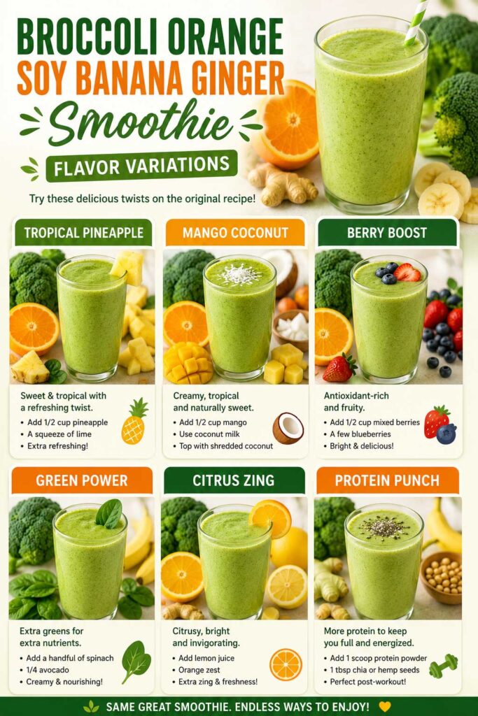 Broccoli Orange Soy Banana Ginger Smoothie recipe variations