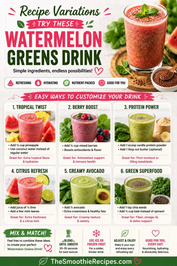 refreshing smoothie recipe variations infographic watermelon greens smoothie