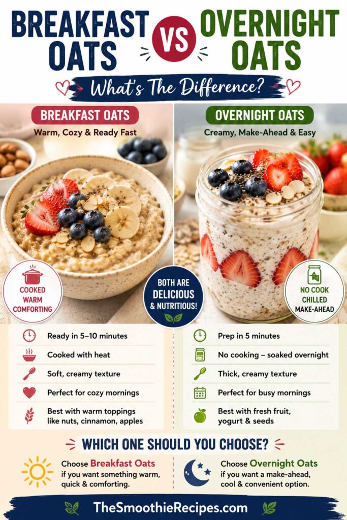 Breakfast oats vs overnight oats comparison