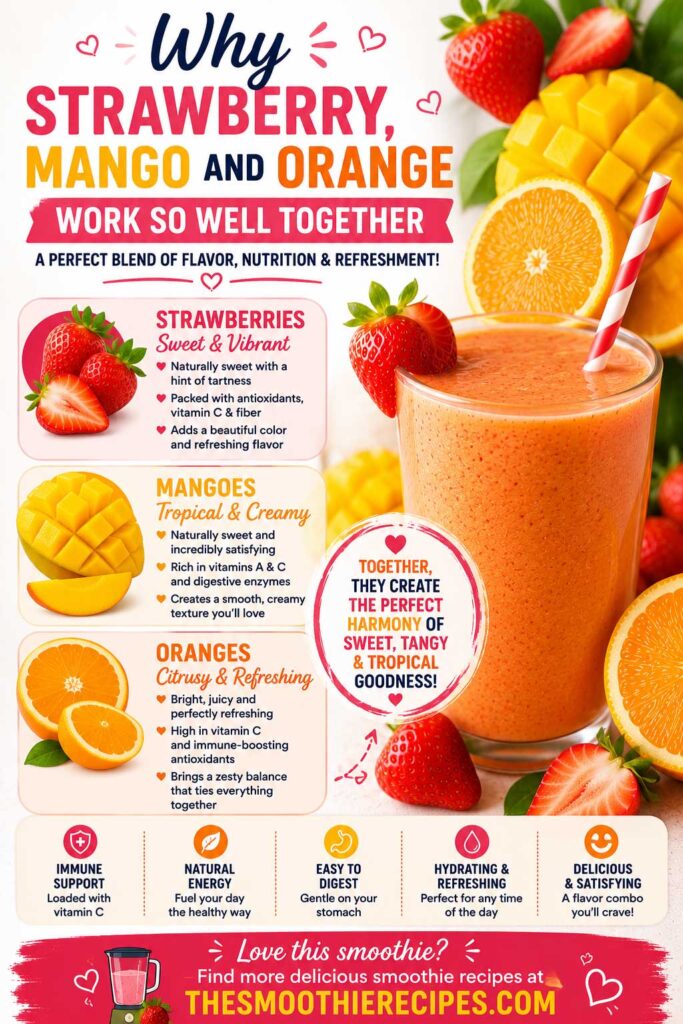 Strawberry Mango And Orange great combination for smoothie
