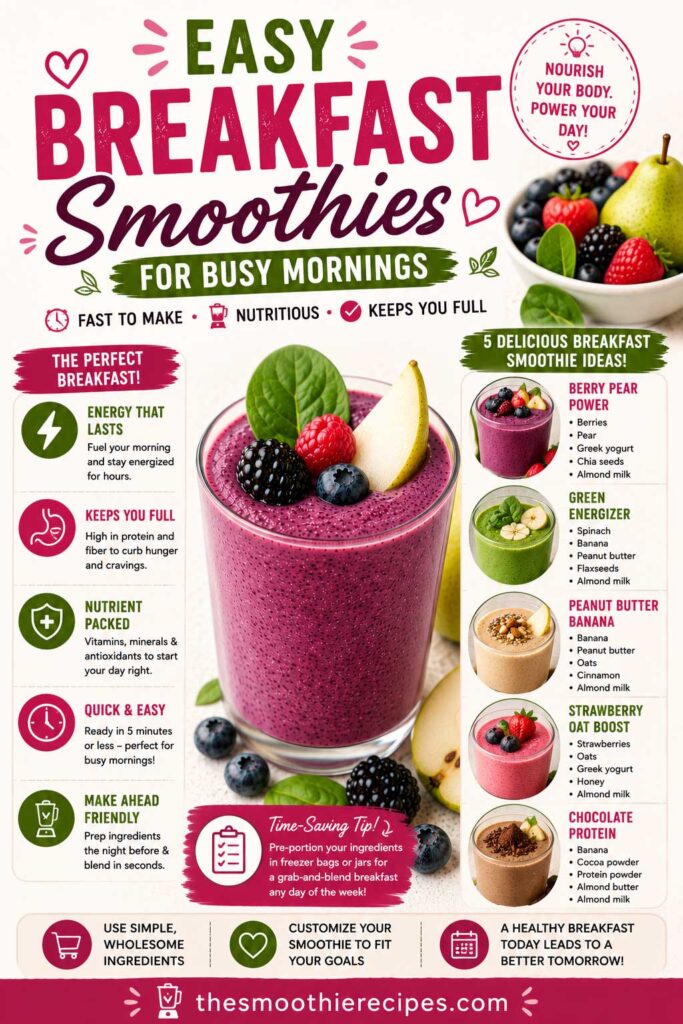 Easy breakfast smoothies recipes for busy mornings