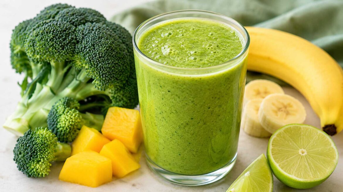 Broccoli Mango Banana Lime Smoothie