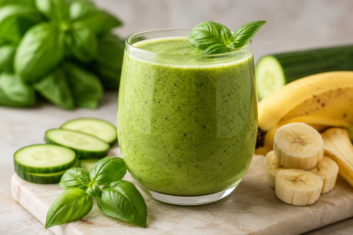 Cucumber Banana Basil Smoothie recipe
