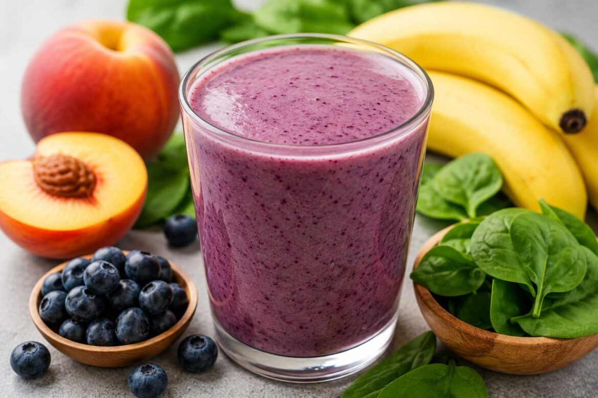 Peach Blueberry Banana Spinach recipe