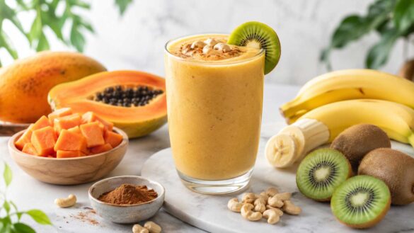 Pawpaw Kiwi Banana Cashews smoothie recipe