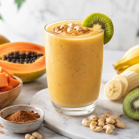 Pawpaw Kiwi Banana Cashews smoothie recipe