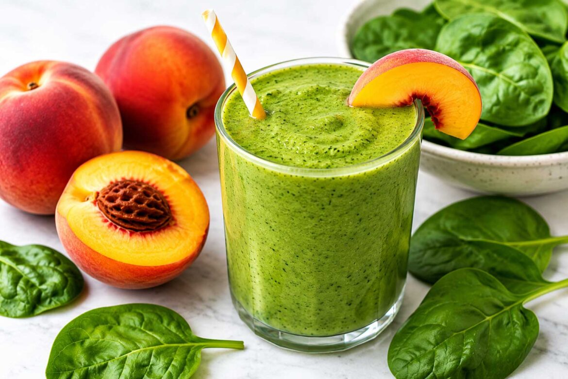 Peachy Smoothie with spinach recipe