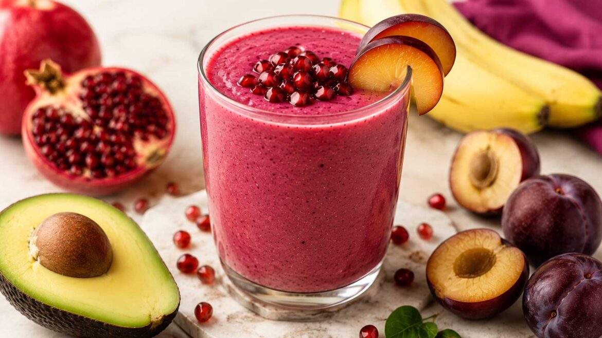 pomegranate banana plum avocado smoothie recipe