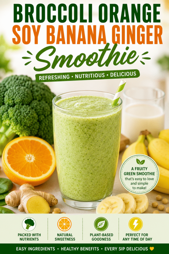 Broccoli Orange Soy Banana Ginger Smoothie recipe