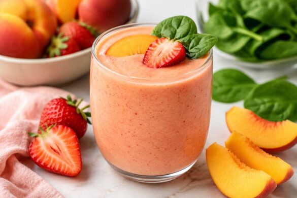 Peachy Vanilla Smoothie recipe with strawberry